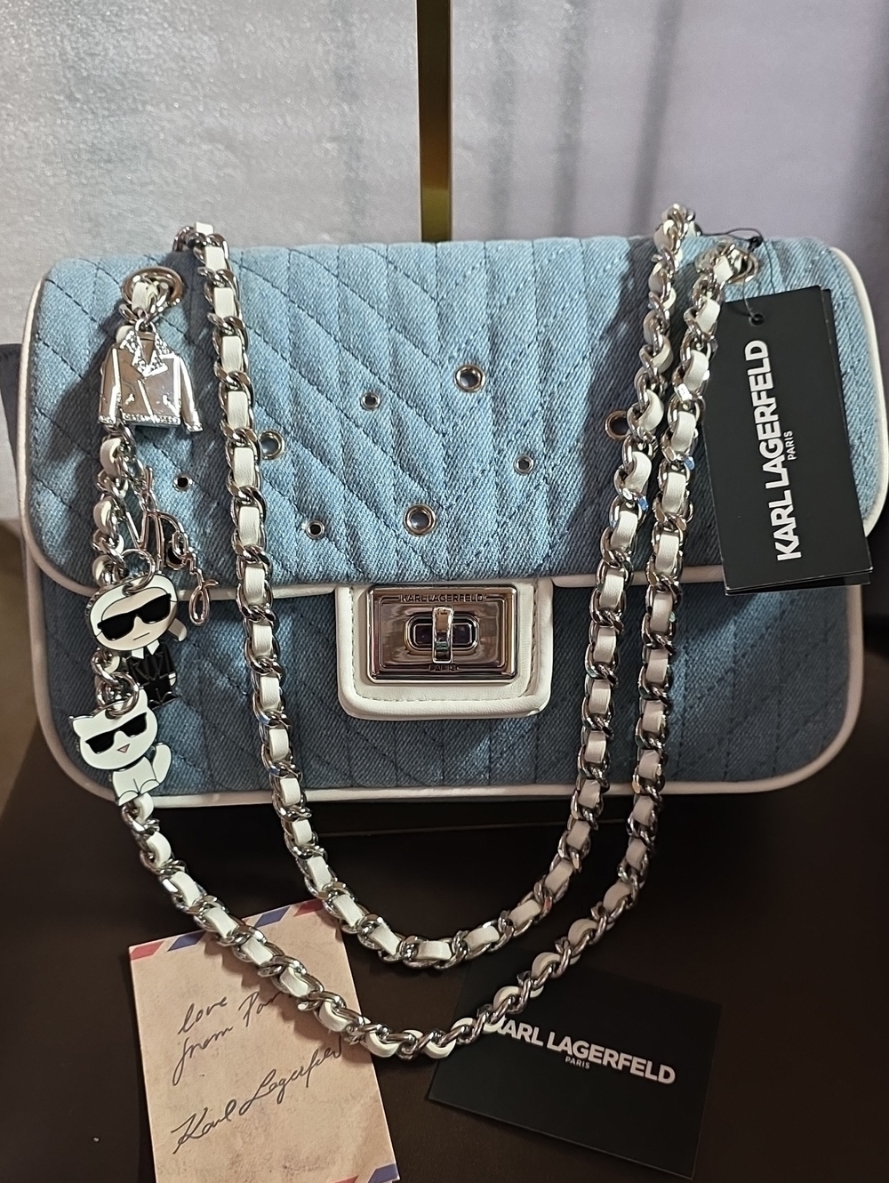Karl Lagerfeld Denim Shoulder Bag NWT Retail 278$